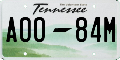TN license plate A0084M