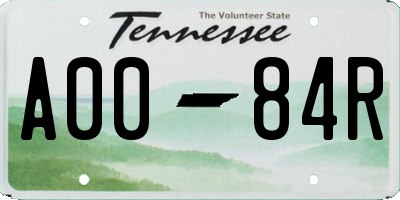 TN license plate A0084R