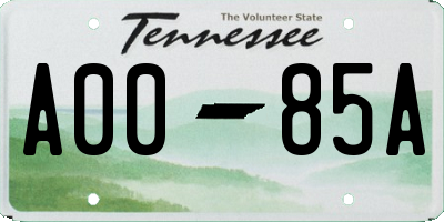 TN license plate A0085A