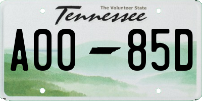 TN license plate A0085D