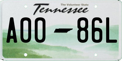 TN license plate A0086L