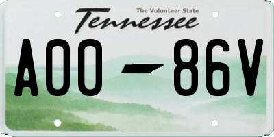 TN license plate A0086V