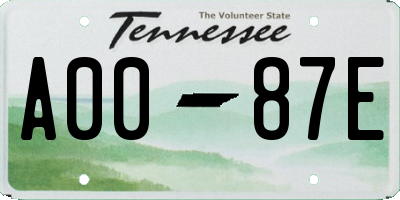 TN license plate A0087E
