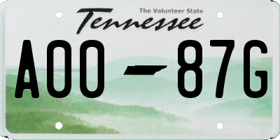 TN license plate A0087G