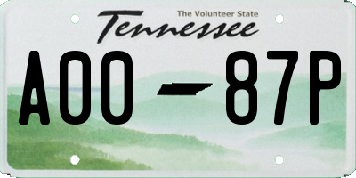 TN license plate A0087P