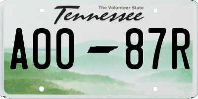 TN license plate A0087R