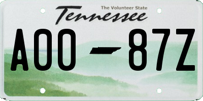 TN license plate A0087Z