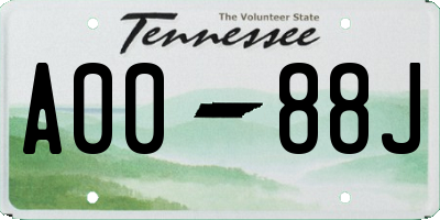 TN license plate A0088J