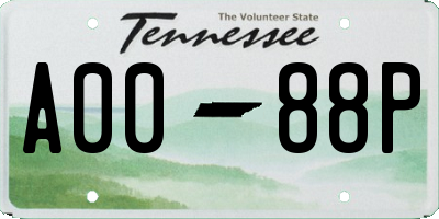 TN license plate A0088P