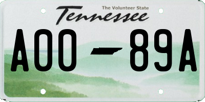 TN license plate A0089A