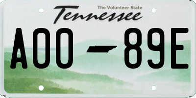 TN license plate A0089E
