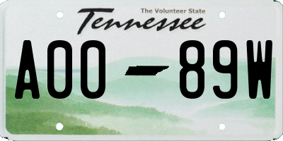 TN license plate A0089W