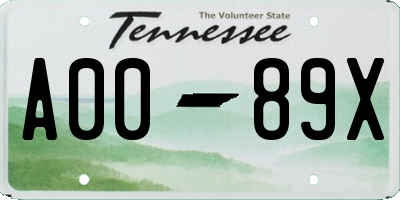 TN license plate A0089X