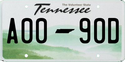 TN license plate A0090D