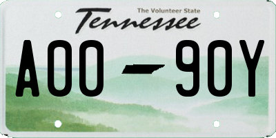 TN license plate A0090Y