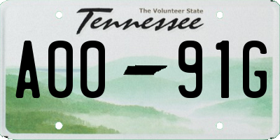 TN license plate A0091G