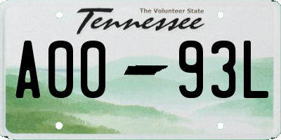 TN license plate A0093L