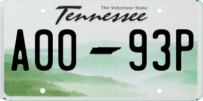 TN license plate A0093P