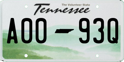 TN license plate A0093Q