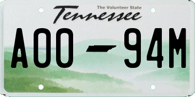 TN license plate A0094M