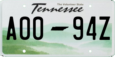 TN license plate A0094Z