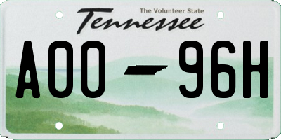 TN license plate A0096H