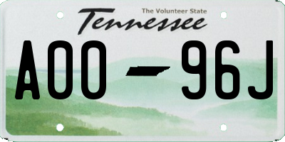 TN license plate A0096J