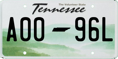 TN license plate A0096L