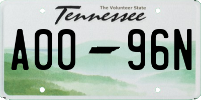 TN license plate A0096N