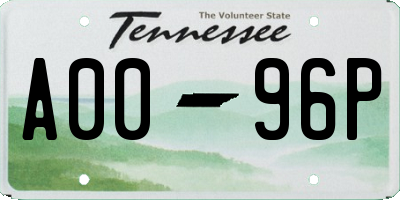 TN license plate A0096P