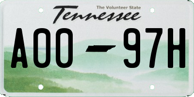 TN license plate A0097H