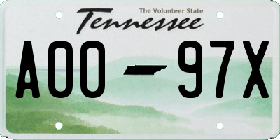 TN license plate A0097X