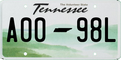 TN license plate A0098L