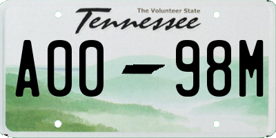 TN license plate A0098M