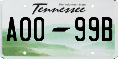 TN license plate A0099B