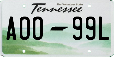 TN license plate A0099L