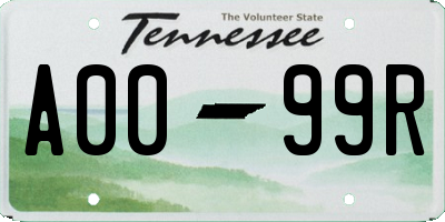 TN license plate A0099R