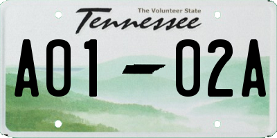 TN license plate A0102A