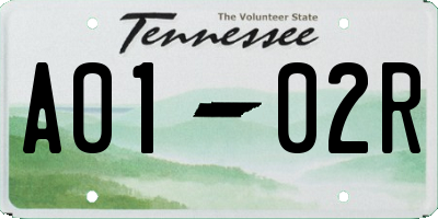 TN license plate A0102R