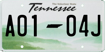 TN license plate A0104J