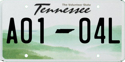 TN license plate A0104L