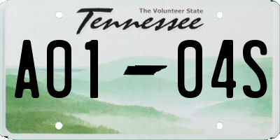 TN license plate A0104S