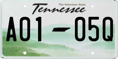 TN license plate A0105Q