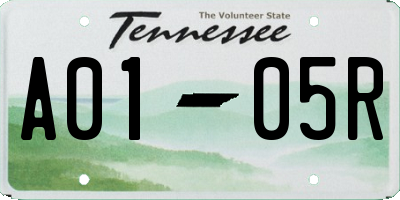 TN license plate A0105R