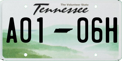 TN license plate A0106H
