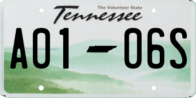 TN license plate A0106S