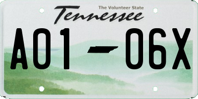 TN license plate A0106X
