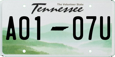TN license plate A0107U