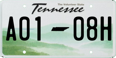 TN license plate A0108H