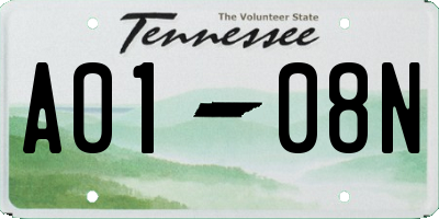 TN license plate A0108N